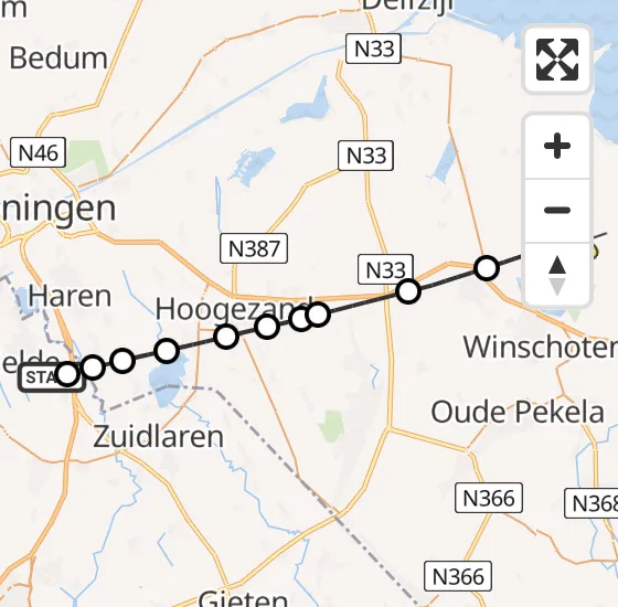 Vlucht Traumahelikopter PH-DOC van Groningen Airport Eelde naar Oostwold op maandag 6 mei 2024 5:11