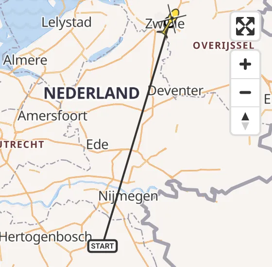 Vlucht Traumahelikopter PH-LLN van Vliegbasis Volkel naar Zwolle op dinsdag 7 mei 2024 10:36