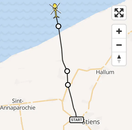 Vlucht Ambulancehelikopter PH-OOP van Stiens naar Marrum op woensdag 8 mei 2024 12:52