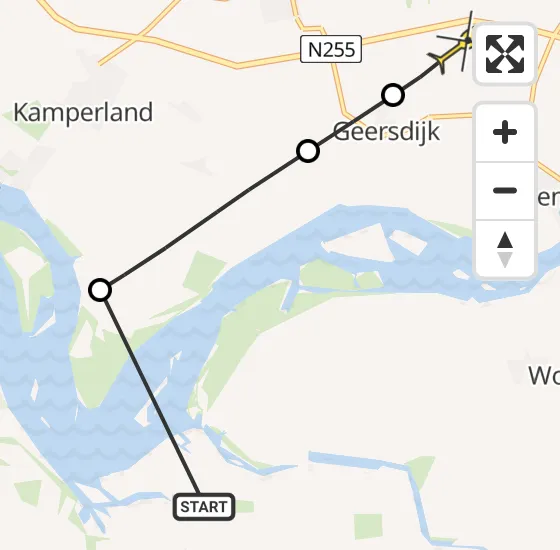 Vlucht Politiehelikopter PH-PXE van Vliegveld Midden-Zeeland naar Kortgene op woensdag 8 mei 2024 15:24