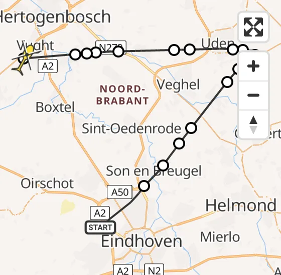 Vlucht Traumahelikopter PH-LLN van Eindhoven naar Vught op woensdag 8 mei 2024 19:14