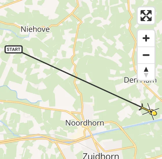 Vlucht Ambulancehelikopter PH-OOP van Niehove naar Den Ham op donderdag 9 mei 2024 7:22