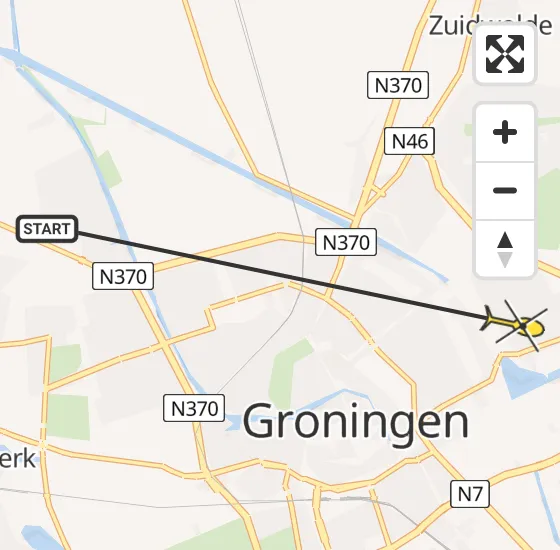 Vlucht Ambulancehelikopter PH-OOP van Groningen naar Groningen op donderdag 9 mei 2024 7:25