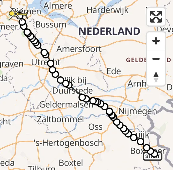 Vlucht Politiehelikopter PH-PXX van Vortum-Mullem naar Amsterdam op donderdag 9 mei 2024 9:39
