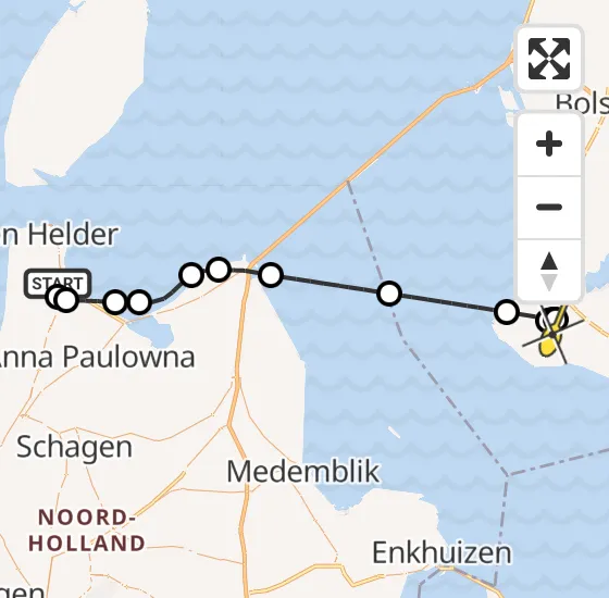 Vlucht Kustwachthelikopter PH-NCG van Vliegveld De Kooy naar Hemelum op donderdag 9 mei 2024 10:20