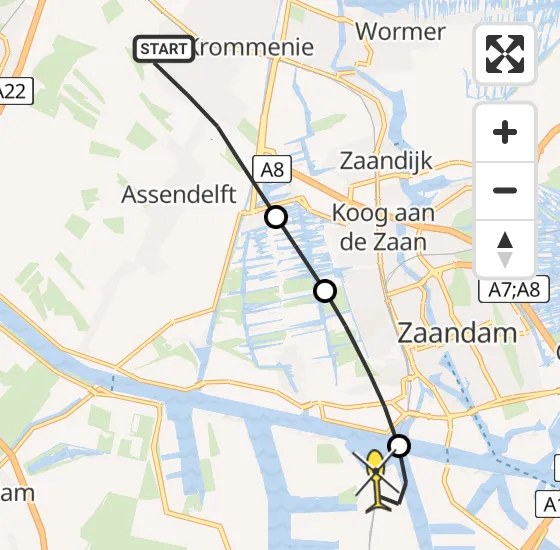 Vlucht Traumahelikopter PH-TTR van Assendelft naar Amsterdam Heliport op donderdag 9 mei 2024 12:44