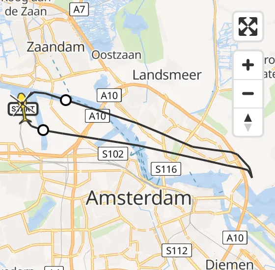 Vlucht Traumahelikopter PH-TTR van Amsterdam Heliport naar Amsterdam Heliport op donderdag 9 mei 2024 16:47