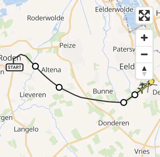 Vlucht Traumahelikopter PH-DOC van Roden naar Groningen Airport Eelde op donderdag 9 mei 2024 17:37