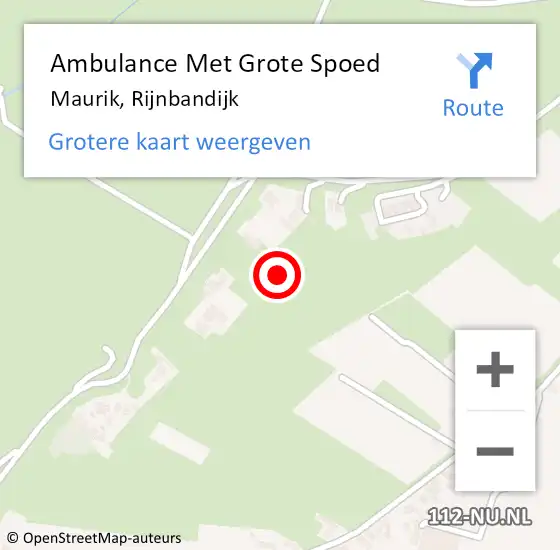 Locatie op kaart van de 112 melding: Ambulance Met Grote Spoed Naar Maurik, Rijnbandijk op 6 juni 2021 18:23