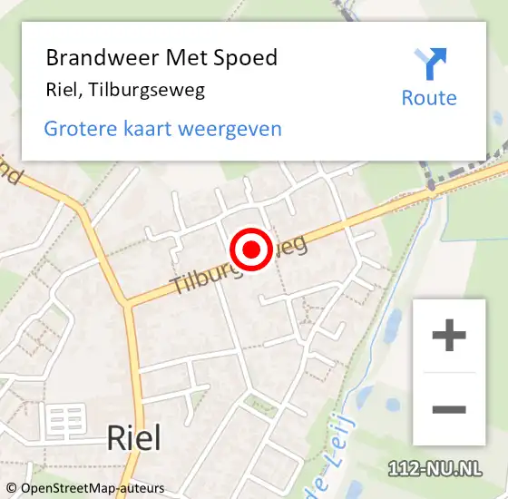 Locatie op kaart van de 112 melding: Brandweer Met Spoed Naar Riel, Tilburgseweg op 6 juni 2021 18:35