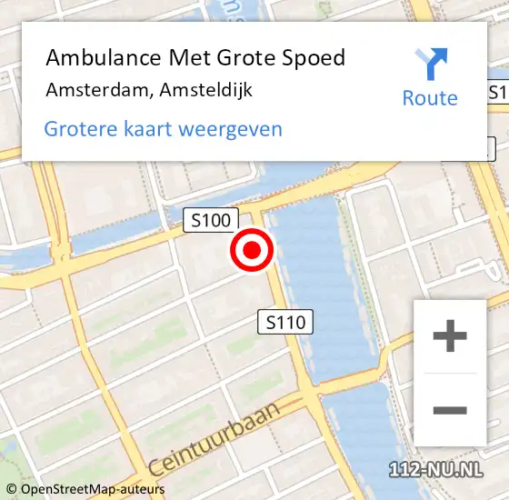 Locatie op kaart van de 112 melding: Ambulance Met Grote Spoed Naar Amsterdam, Amsteldijk op 6 juni 2021 18:38