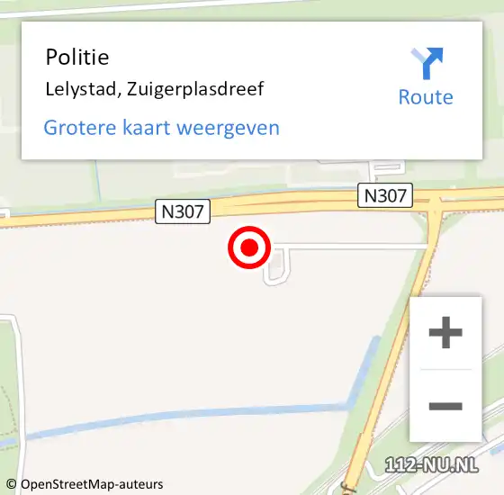 Locatie op kaart van de 112 melding: Politie Lelystad, Zuigerplasdreef op 6 juni 2021 18:39