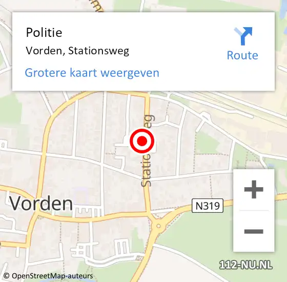 Locatie op kaart van de 112 melding: Politie Vorden, Stationsweg op 6 juni 2021 18:56