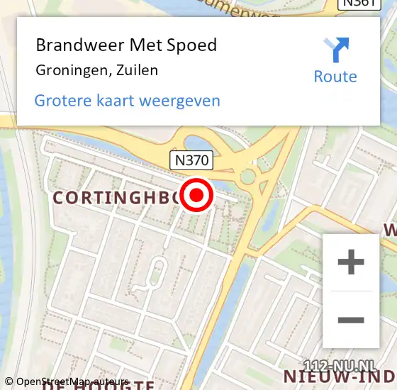 Locatie op kaart van de 112 melding: Brandweer Met Spoed Naar Groningen, Zuilen op 6 juni 2021 19:21