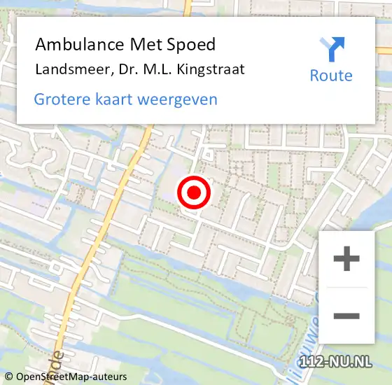 Locatie op kaart van de 112 melding: Ambulance Met Spoed Naar Landsmeer, Dr. M.L. Kingstraat op 6 juni 2021 19:31