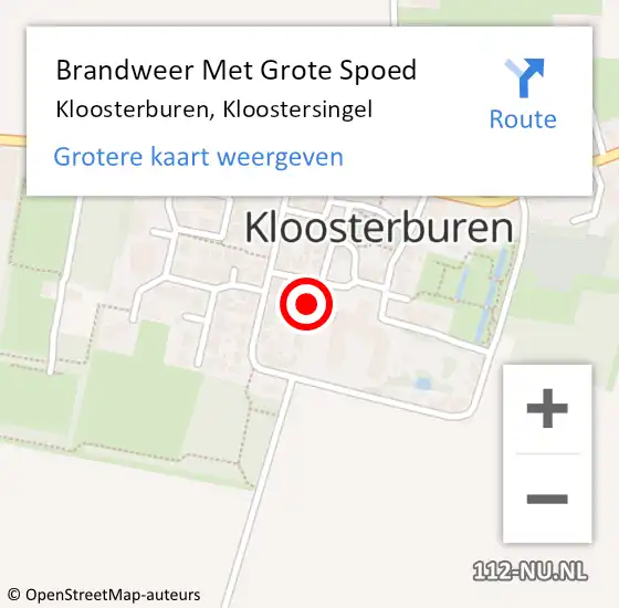 Locatie op kaart van de 112 melding: Brandweer Met Grote Spoed Naar Kloosterburen, Kloostersingel op 6 juni 2021 19:33