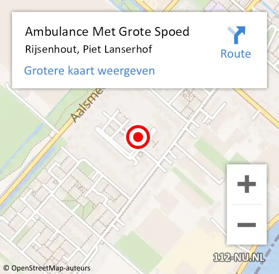 Locatie op kaart van de 112 melding: Ambulance Met Grote Spoed Naar Rijsenhout, Piet Lanserhof op 6 juni 2021 19:48