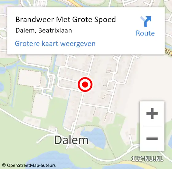 Locatie op kaart van de 112 melding: Brandweer Met Grote Spoed Naar Dalem, Beatrixlaan op 12 juni 2014 14:33