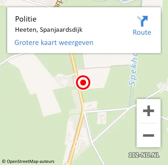 Locatie op kaart van de 112 melding: Politie Heeten, Spanjaardsdijk op 6 juni 2021 19:55