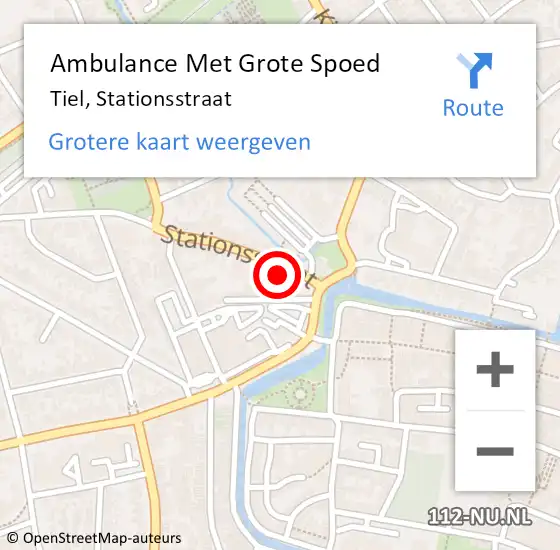 Locatie op kaart van de 112 melding: Ambulance Met Grote Spoed Naar Tiel, Stationsstraat op 6 juni 2021 19:56