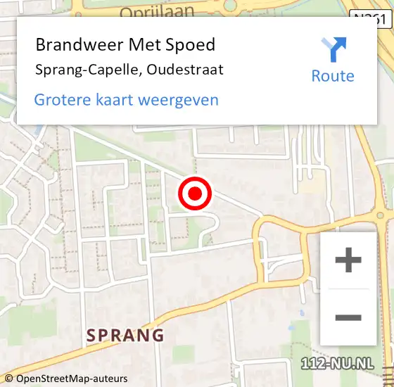 Locatie op kaart van de 112 melding: Brandweer Met Spoed Naar Sprang-Capelle, Oudestraat op 6 juni 2021 20:03