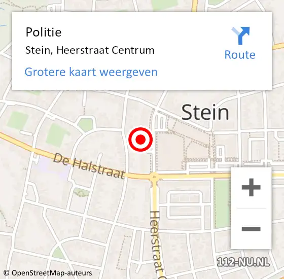 Locatie op kaart van de 112 melding: Politie Stein, Heerstraat Centrum op 6 juni 2021 20:16