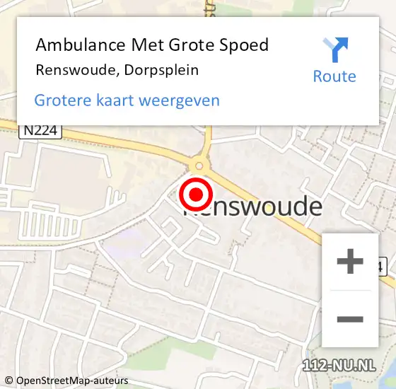 Locatie op kaart van de 112 melding: Ambulance Met Grote Spoed Naar Renswoude, Dorpsplein op 6 juni 2021 20:20