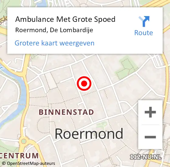 Locatie op kaart van de 112 melding: Ambulance Met Grote Spoed Naar Roermond, De Lombardije op 6 juni 2021 20:20