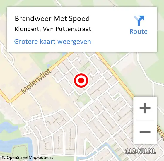 Locatie op kaart van de 112 melding: Brandweer Met Spoed Naar Klundert, Van Puttenstraat op 6 juni 2021 20:23