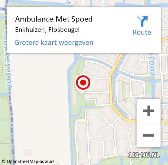 Locatie op kaart van de 112 melding: Ambulance Met Spoed Naar Enkhuizen, Flosbeugel op 6 juni 2021 20:33
