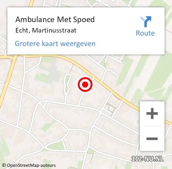 Locatie op kaart van de 112 melding: Ambulance Met Spoed Naar Echt, Martinusstraat op 12 juni 2014 14:36