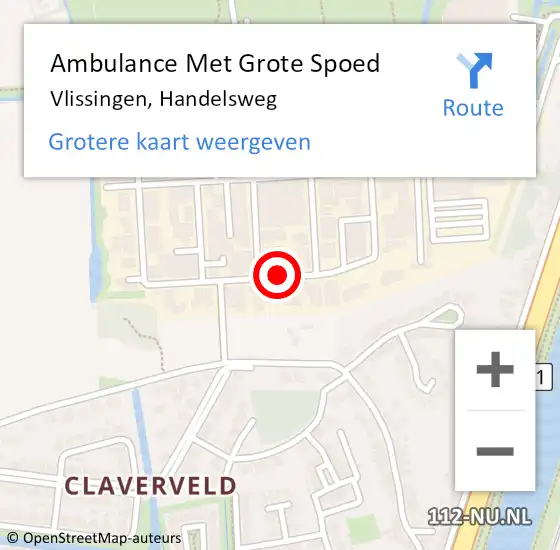 Locatie op kaart van de 112 melding: Ambulance Met Grote Spoed Naar Vlissingen, Handelsweg op 6 juni 2021 20:43