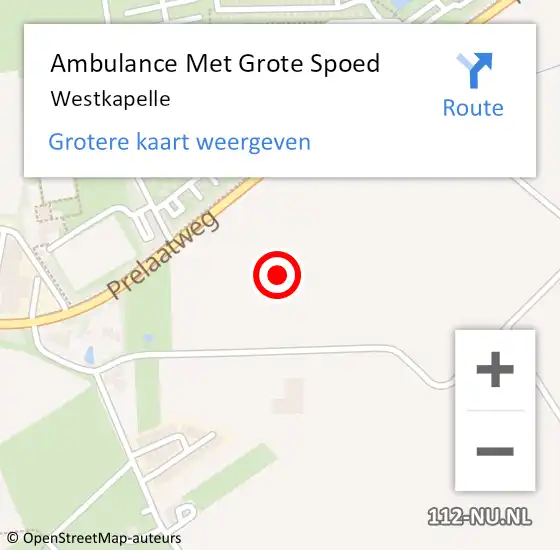 Locatie op kaart van de 112 melding: Ambulance Met Grote Spoed Naar Westkapelle op 6 juni 2021 20:43