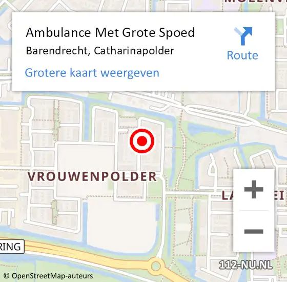 Locatie op kaart van de 112 melding: Ambulance Met Grote Spoed Naar Barendrecht, Catharinapolder op 6 juni 2021 20:47