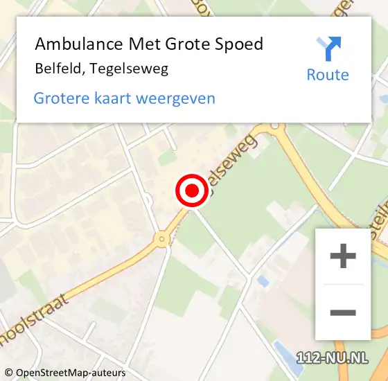 Locatie op kaart van de 112 melding: Ambulance Met Grote Spoed Naar Belfeld, Tegelseweg op 6 juni 2021 20:48