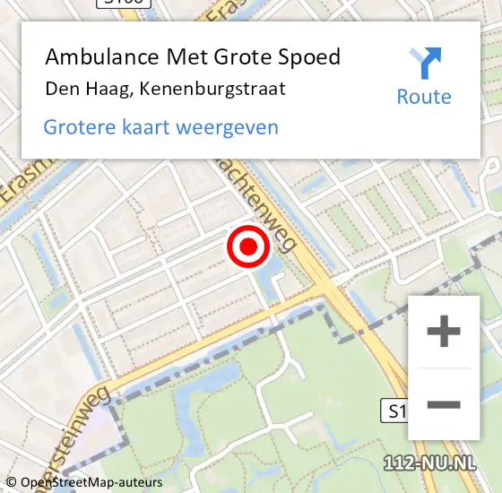 Locatie op kaart van de 112 melding: Ambulance Met Grote Spoed Naar Den Haag, Kenenburgstraat op 6 juni 2021 20:53