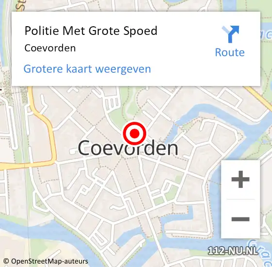 Locatie op kaart van de 112 melding: Politie Met Grote Spoed Naar Coevorden op 6 juni 2021 20:55