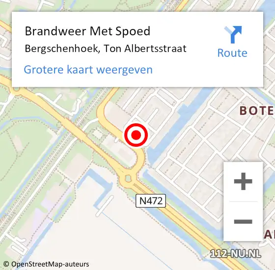 Locatie op kaart van de 112 melding: Brandweer Met Spoed Naar Bergschenhoek, Ton Albertsstraat op 6 juni 2021 20:57