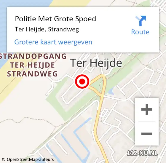 Locatie op kaart van de 112 melding: Politie Met Grote Spoed Naar Ter Heijde, Strandweg op 6 juni 2021 21:17