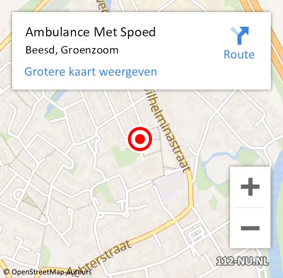 Locatie op kaart van de 112 melding: Ambulance Met Spoed Naar Beesd, Groenzoom op 6 juni 2021 21:33