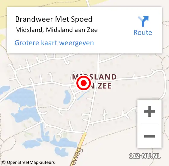 Locatie op kaart van de 112 melding: Brandweer Met Spoed Naar Midsland, Midsland aan Zee op 6 juni 2021 21:56