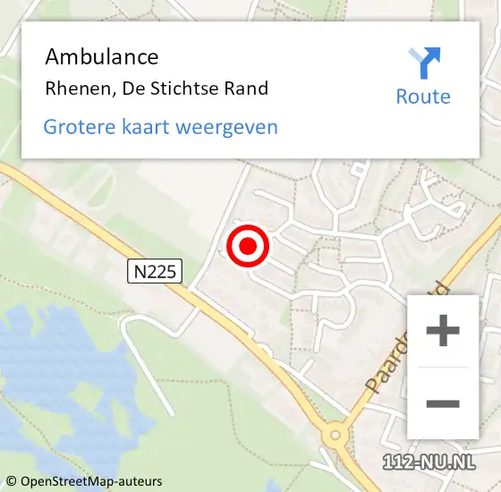 Locatie op kaart van de 112 melding: Ambulance Rhenen, De Stichtse Rand op 12 juni 2014 14:42