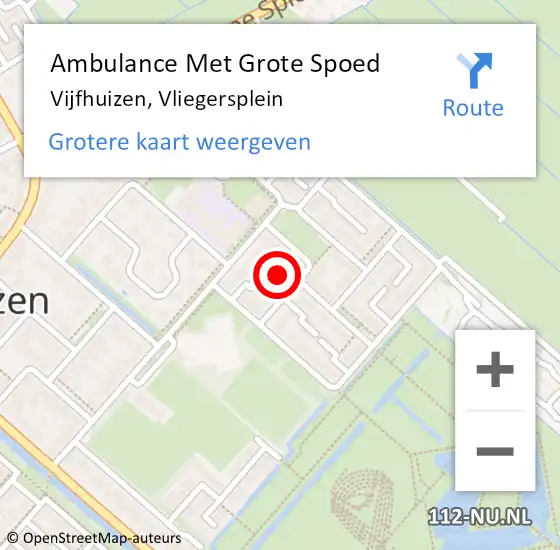 Locatie op kaart van de 112 melding: Ambulance Met Grote Spoed Naar Vijfhuizen, Vliegersplein op 6 juni 2021 22:12