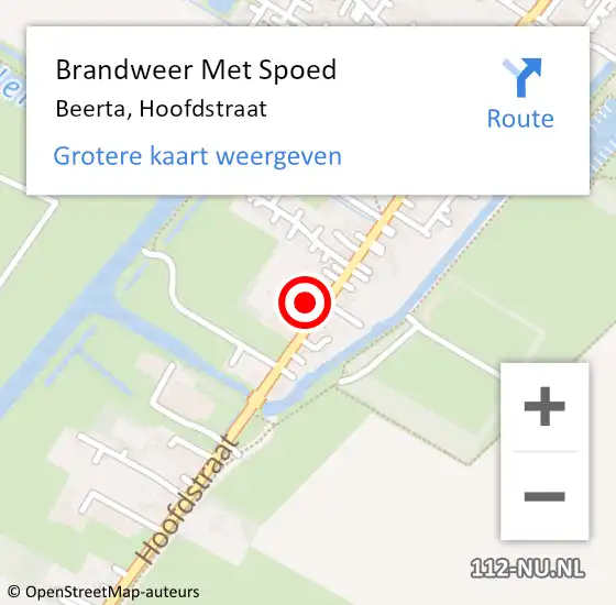 Locatie op kaart van de 112 melding: Brandweer Met Spoed Naar Beerta, Hoofdstraat op 6 juni 2021 22:19