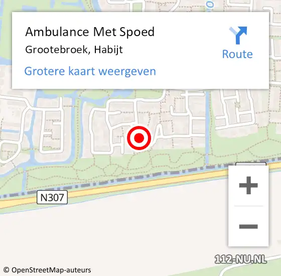 Locatie op kaart van de 112 melding: Ambulance Met Spoed Naar Grootebroek, Habijt op 6 juni 2021 22:20