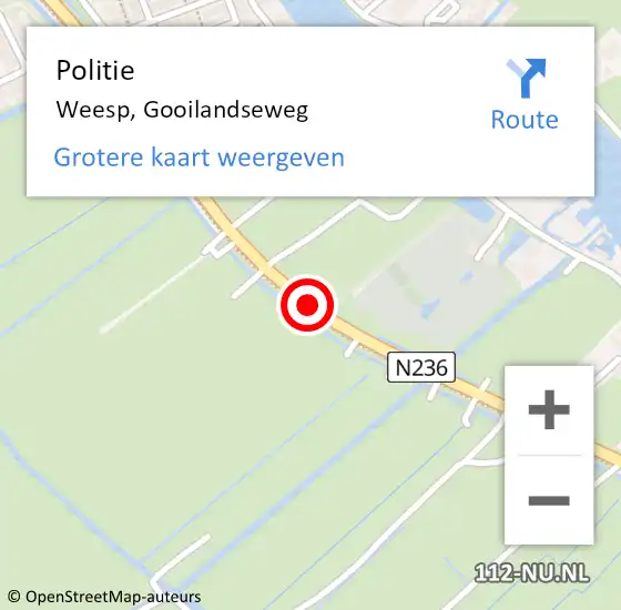 Locatie op kaart van de 112 melding: Politie Weesp, Gooilandseweg op 6 juni 2021 22:40