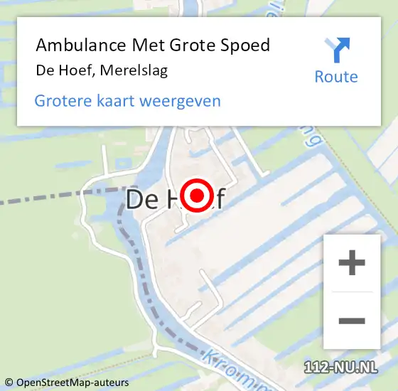 Locatie op kaart van de 112 melding: Ambulance Met Grote Spoed Naar De Hoef, Merelslag op 6 juni 2021 22:42