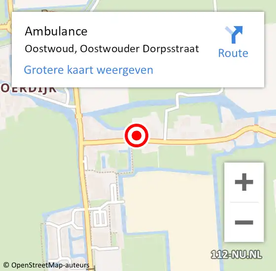 Locatie op kaart van de 112 melding: Ambulance Oostwoud, Oostwouder Dorpsstraat op 6 juni 2021 23:15