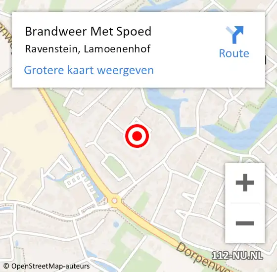 Locatie op kaart van de 112 melding: Brandweer Met Spoed Naar Ravenstein, Lamoenenhof op 6 juni 2021 23:49