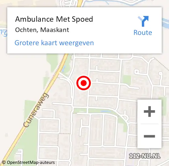 Locatie op kaart van de 112 melding: Ambulance Met Spoed Naar Ochten, Maaskant op 7 juni 2021 00:15